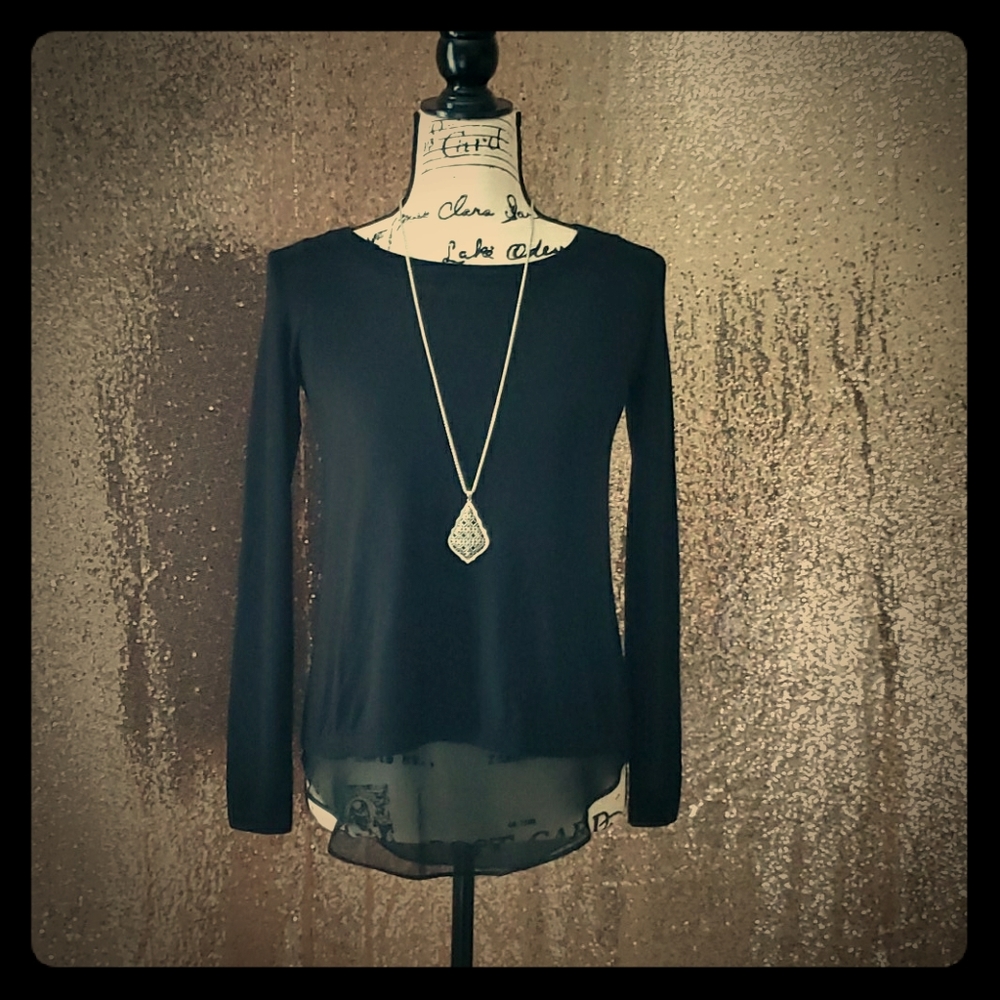 NWOT Black Express Sweater with Sheer Back Opening